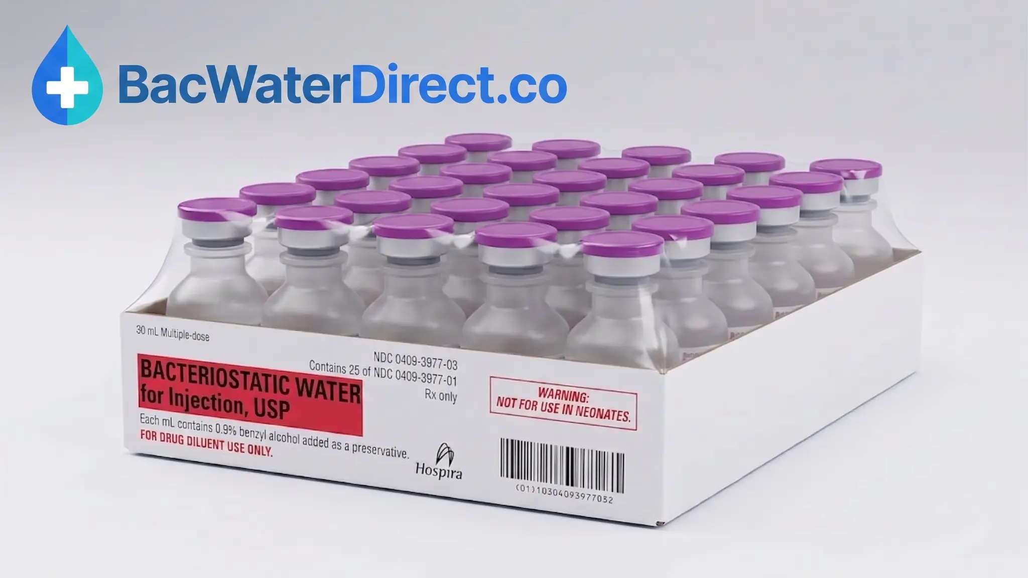 Bacteriostatic Water 30mL — 25 Pack